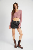 Women's Shirts - Tank Tops Cropped Collar Knit Top
