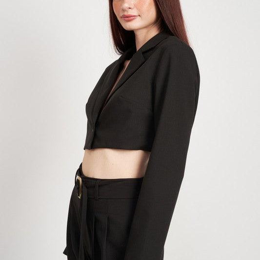 Women's Shirts Cropped Jacket With Shirred Detail