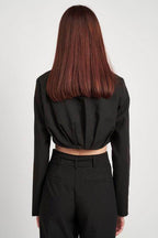Cropped Jacket With Shirred Detail - VacationGrabs