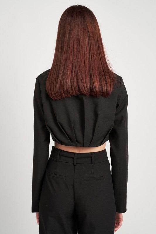 Cropped Jacket With Shirred Detail - VacationGrabs