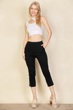Black cropped pants for women, comfortable stretch fabric for casual wear