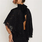 Women's black lace cropped top, perfect for evening events