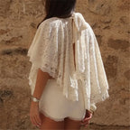 Women's white lace cropped top, perfect for summer outings