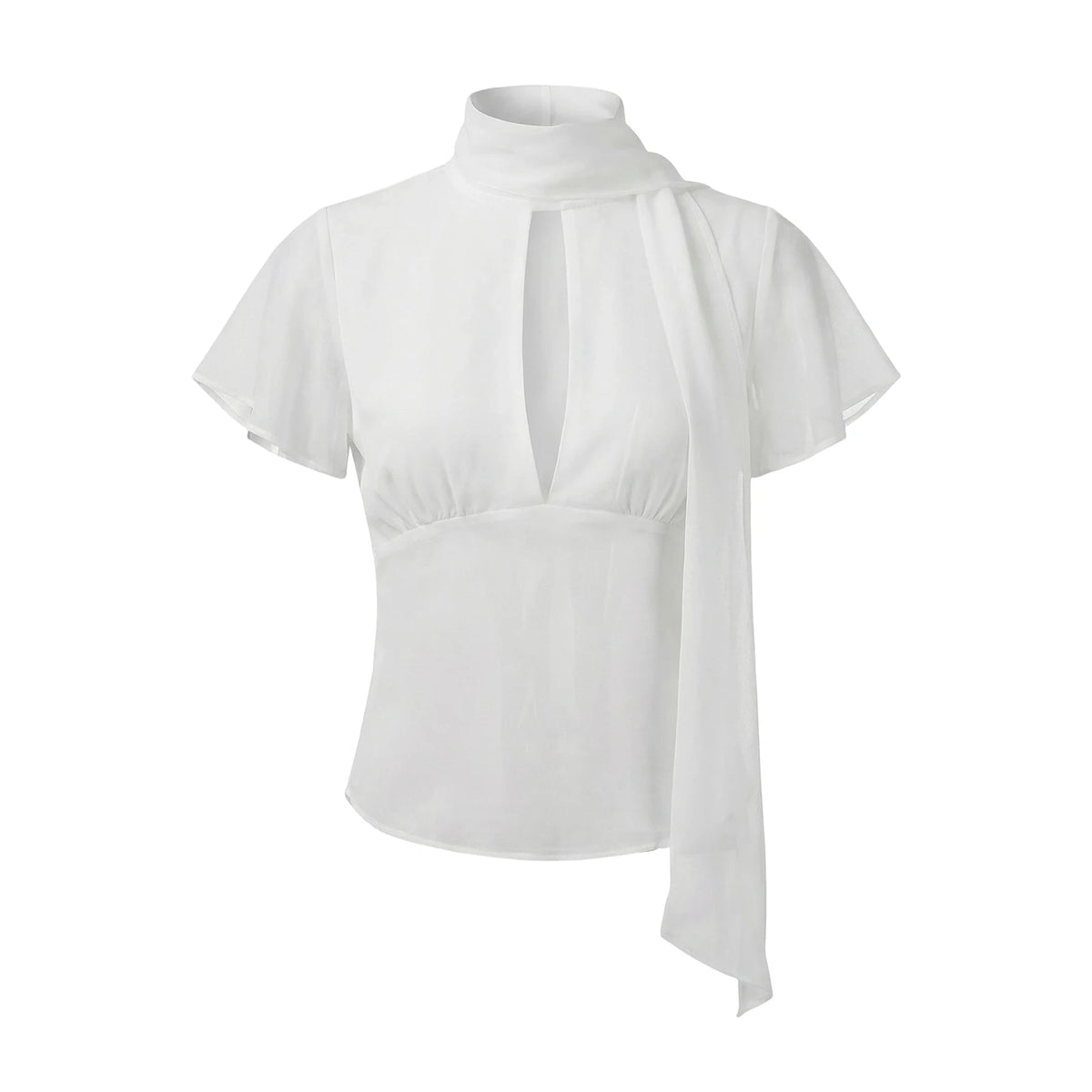 White cropped top with neck tie, perfect for casual outings