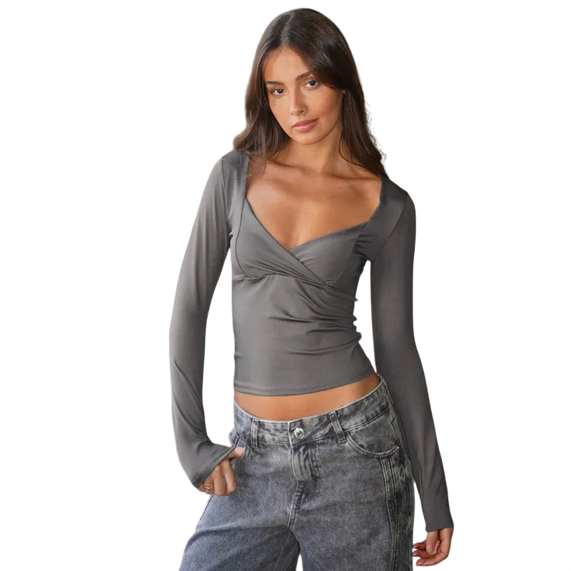 Women's Cropped Top with Long Sleeves for Travel