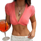 Women's pink cropped tops in a soft material for summer outings