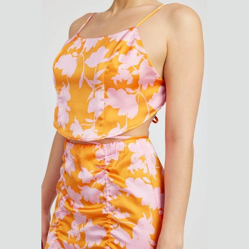 Cropped Woven Top With Back Tie - VacationGrabs