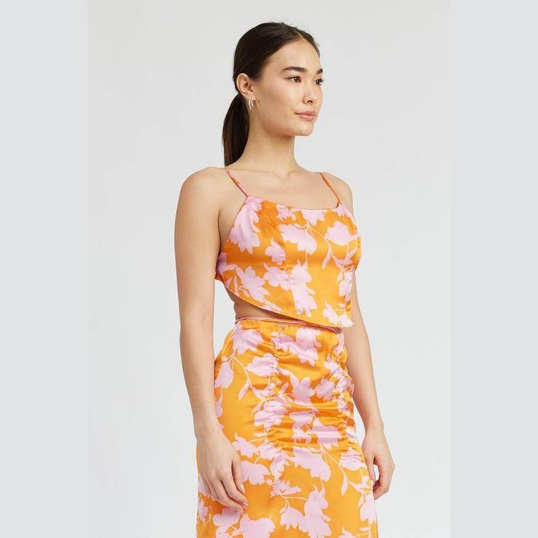 Cropped Woven Top With Back Tie - VacationGrabs