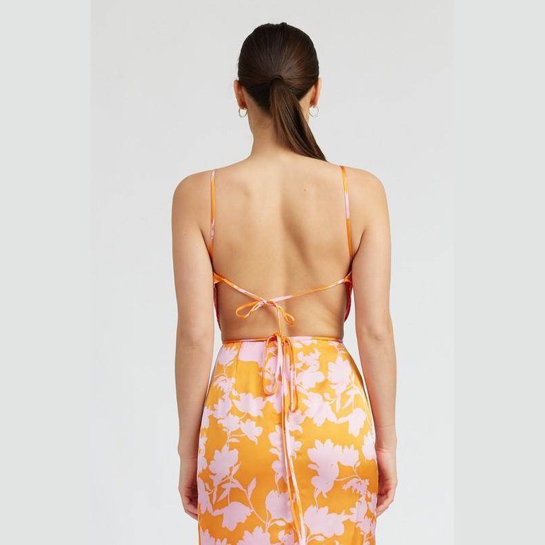 Cropped Woven Top With Back Tie - VacationGrabs