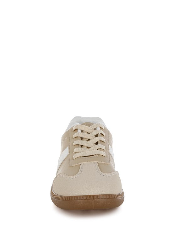 Women's Rag Company crossover classic lace-up flatform sneaker in beige for casual wear
