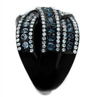 Stylish crystal accent black ring for women with intricate design and sparkling stones