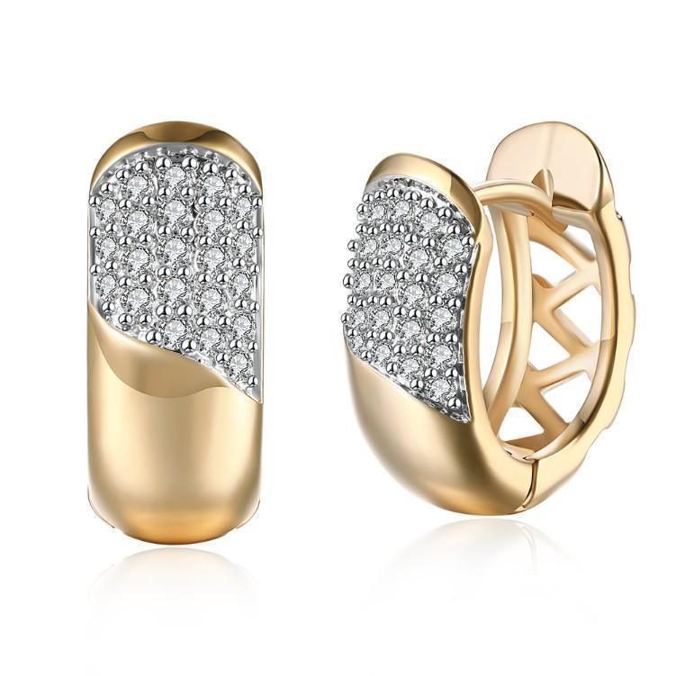 Women's Jewelry - Earrings Crystal Curved Layering Earrings 18K Gold Plated