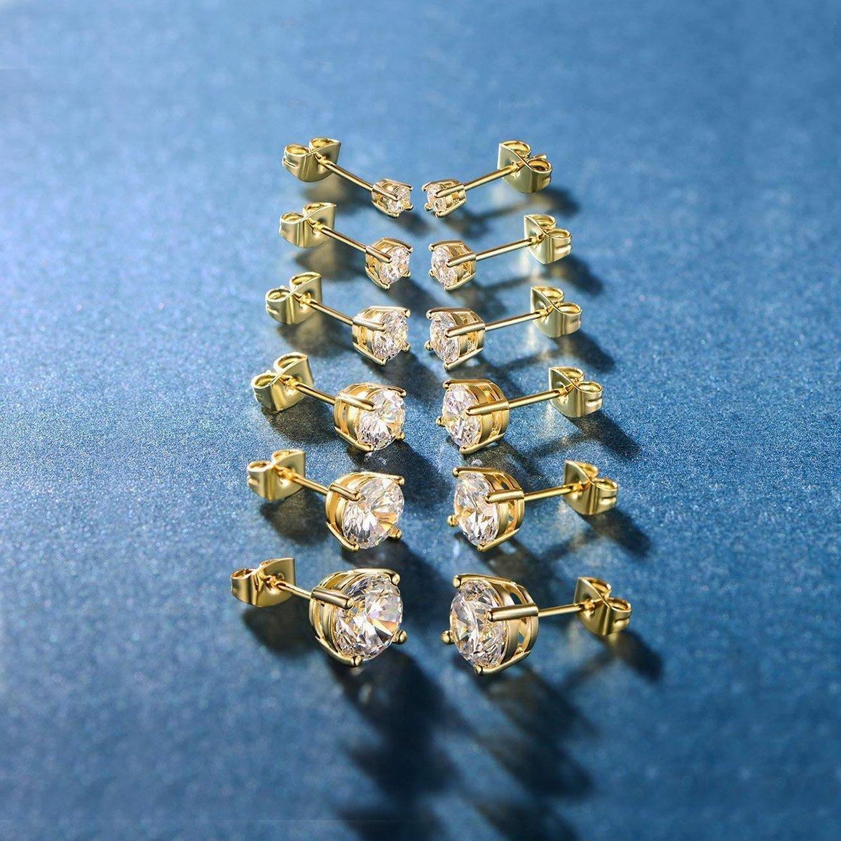 Women's Jewelry - Earrings Crystal Gemstone 9.00 Cttw Stud Earrings Set 18K White Gold...