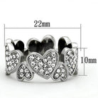 Sparkling crystal heart band for women with a unique heart design and polished finish