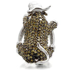 Silver crystal rhinestone bull ring featuring intricate detailing and a stylish design