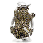 Silver crystal rhinestone bull ring featuring intricate detailing and a stylish design