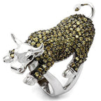 Unique crystal rhinestone bull ring crafted with shimmering stones and a silver-tone finish