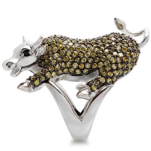 Crystal rhinestone bull ring featuring a detailed bull design with sparkling rhinestones