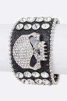 LA Jewelry Plaza crystal skull leather punk bracelet featuring a rhinestone skull design and studded embellishments