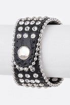 LA Jewelry Plaza crystal skull leather punk bracelet with rhinestones and metal details