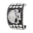 LA Jewelry Plaza crystal skull leather punk bracelet with rhinestones and edgy design for bold fashion