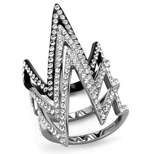 VacationGrabs crystal statement fashion ring with a bold geometric design and sparkling rhinestones