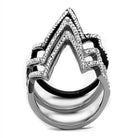 Three-tier crystal statement fashion ring with a modern design and sparkling embellishments