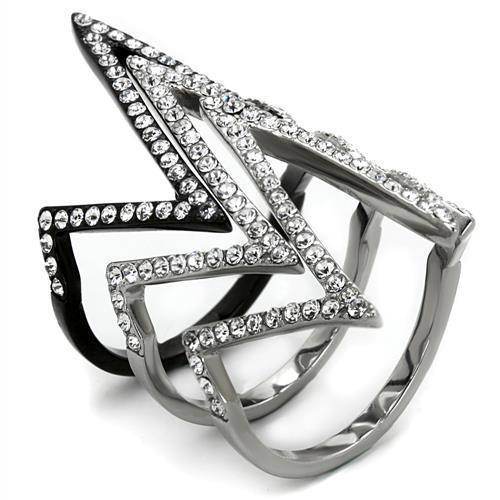 Unique crystal statement fashion ring crafted with bold geometric design and shimmering stones