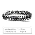 Stylish stainless steel Cuban link bracelets for men, 21cm long and 10.5mm wide