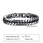 Stylish stainless steel Cuban link bracelets for men, 21cm long and 10.5mm wide