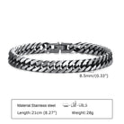Stylish stainless steel Cuban link bracelets for men, 21cm long with 8.5mm width