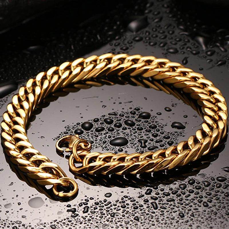 Gold Cuban link bracelets for men with a sleek design, perfect for stylish jewelry lovers
