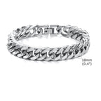 Silver Cuban link bracelets for men featuring a durable 10mm width and a secure clasp
