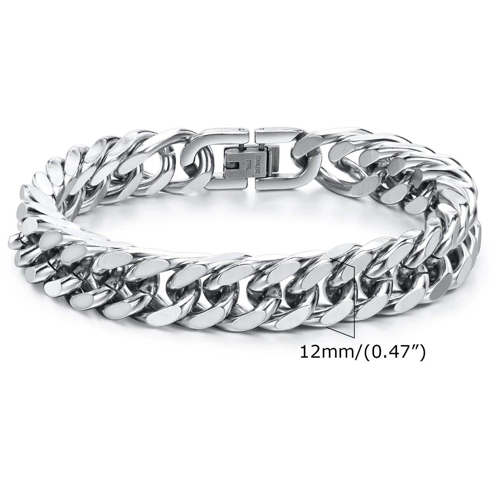 Stylish Cuban link bracelets for men in silver with a durable clasp, ideal for any occasion