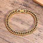 Golden Cuban link bracelets for men featuring a durable clasp for stylish wear