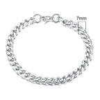 Stylish Cuban link bracelets for men in silver with a 7mm width, perfect for any occasion