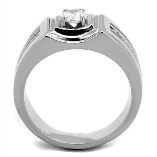 Men's Cubic Zirconia Fashion Ring with a Sleek Design and a Sparkling Center Stone