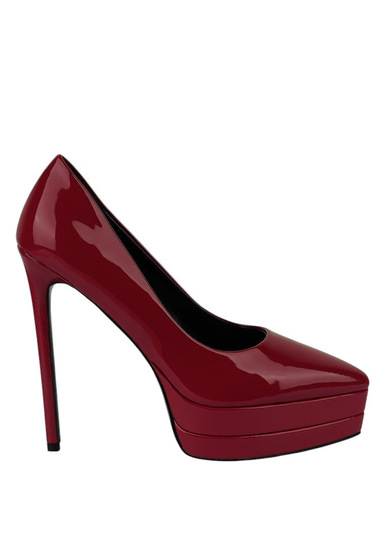 Cuddles Patent Faux Leather Platform Stiletto Pumps