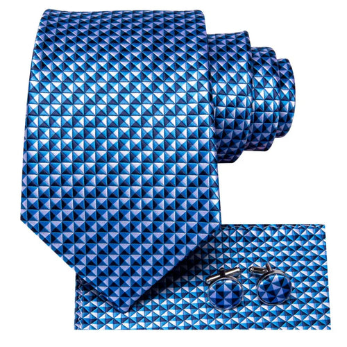 Blue patterned tie and matching cufflinks cufflinks for formal occasions