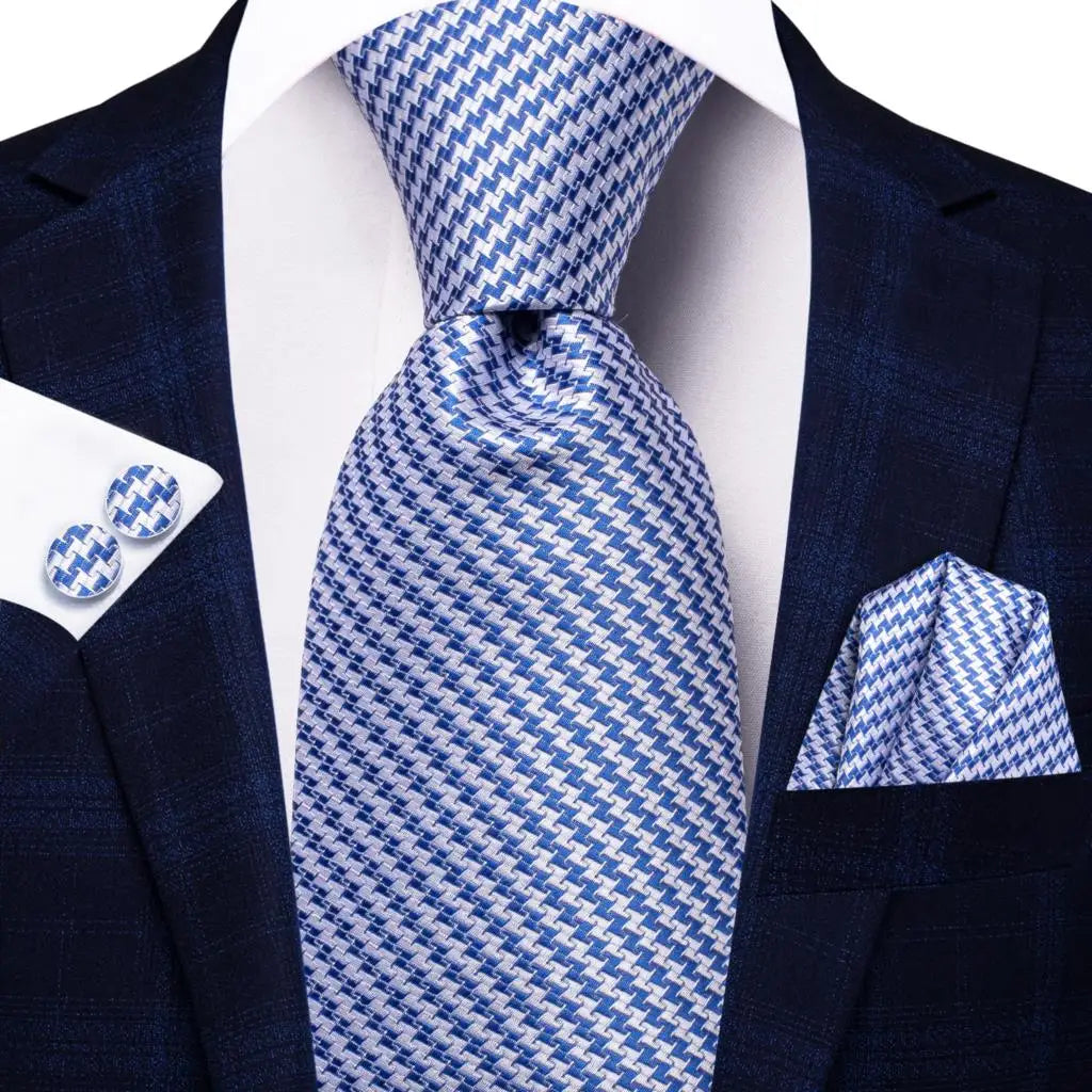 blue patterned cufflinks cufflinks set with matching tie and pocket square