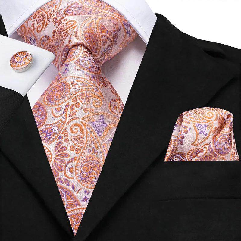 Men's cufflinks cufflinks, paisley patterned tie, stylish formal wear