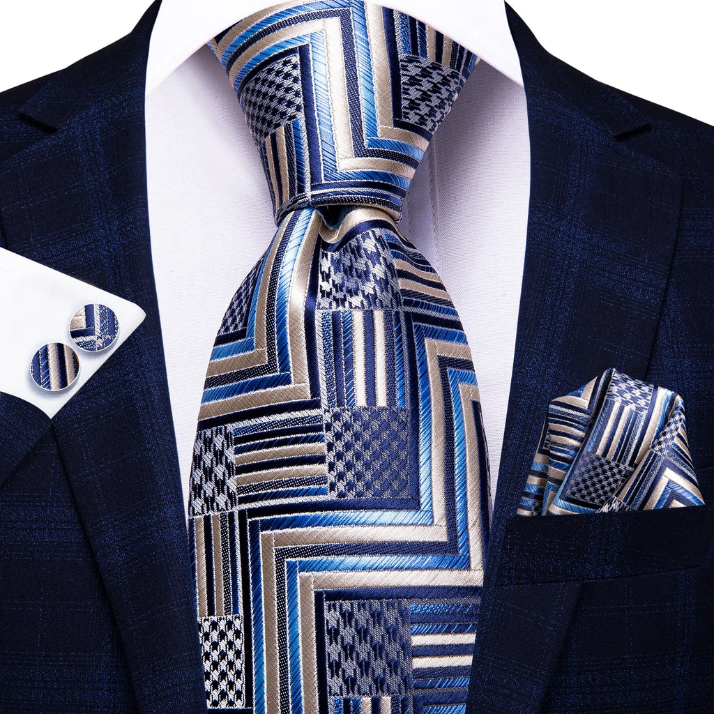 Men's blue patterned cufflinks cufflinks for formal occasions