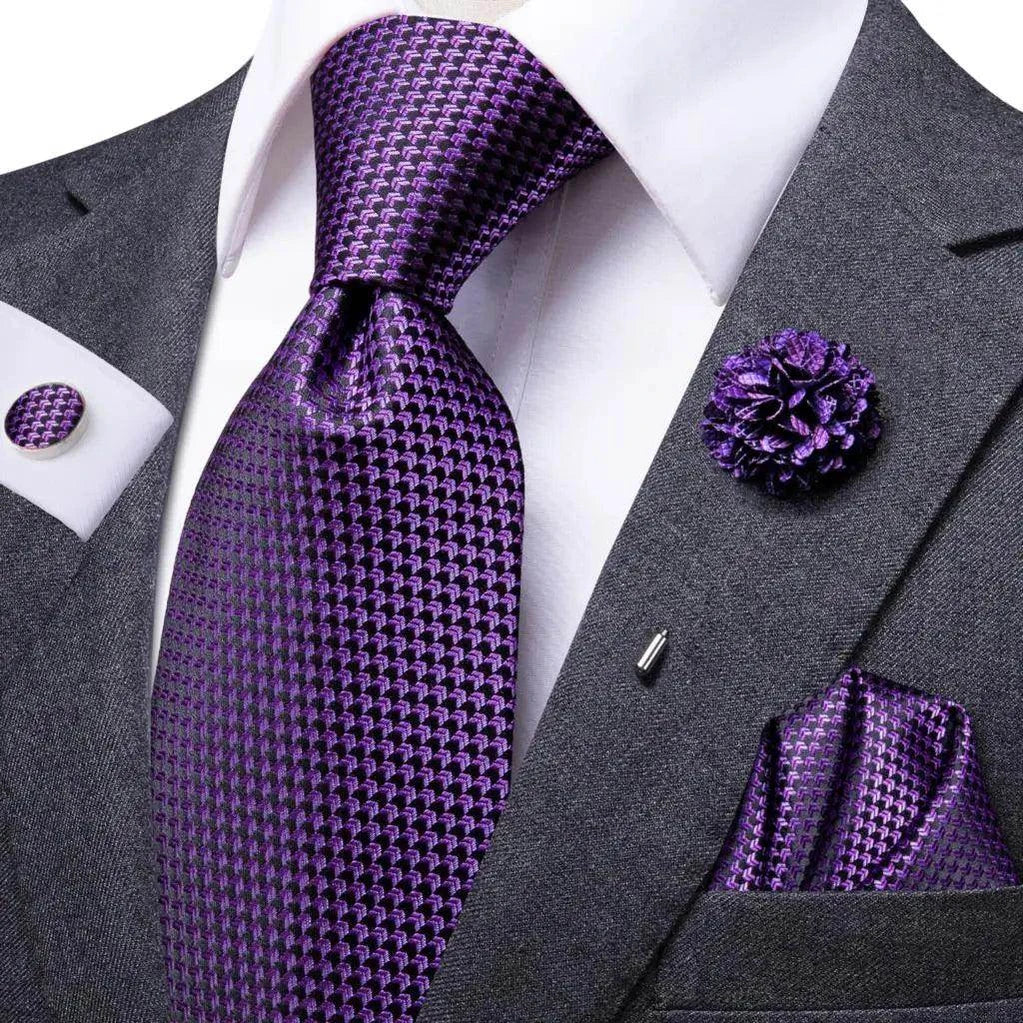 Purple silk cufflinks cufflinks for men's formal wear
