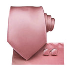 Men's pink satin tie with matching cufflinks cufflinks for formal occasions