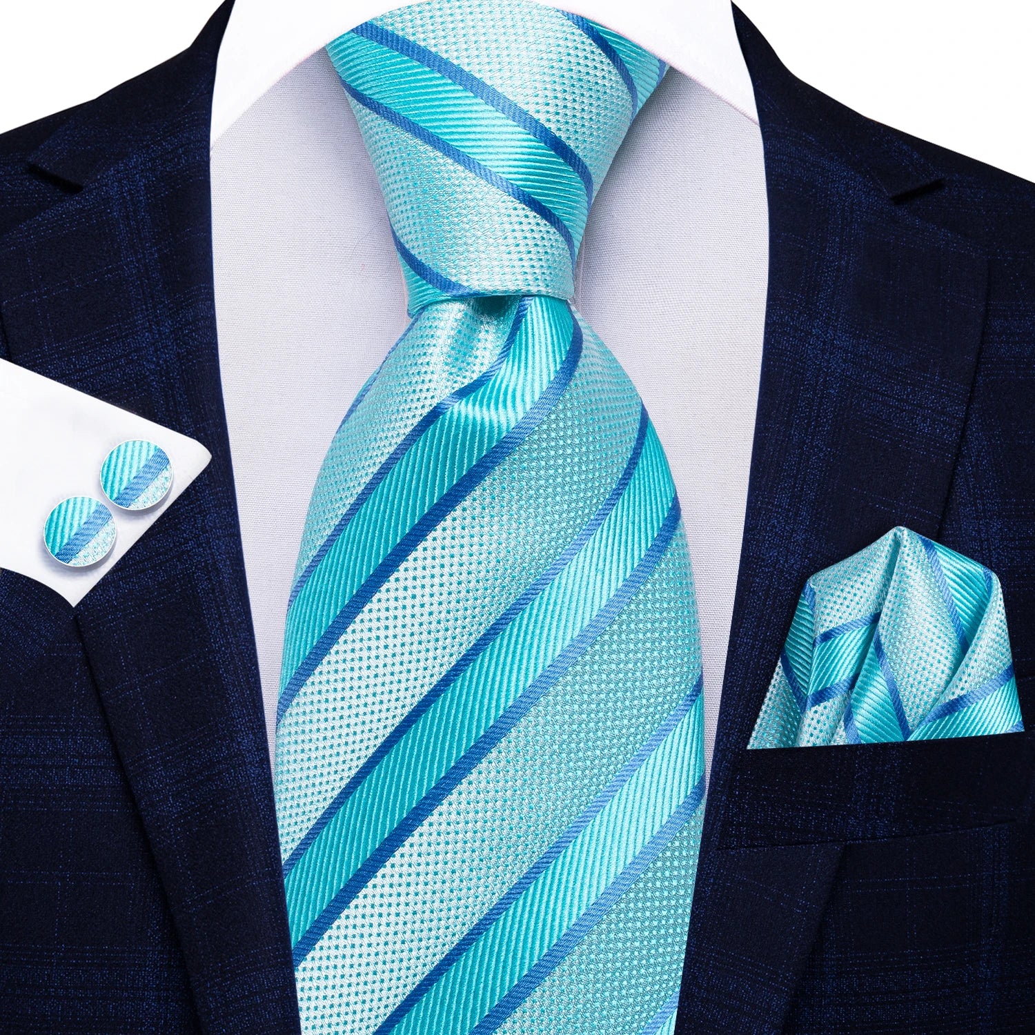Blue striped cufflinks cufflinks for formal dress shirts