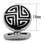 Silver cufflinks for mens with black geometric design, perfect for formal occasions