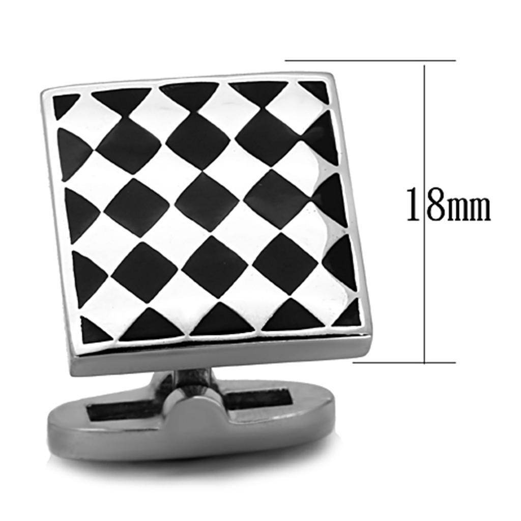 Men's silver and black diamond patterned cufflinks for men's formal wear