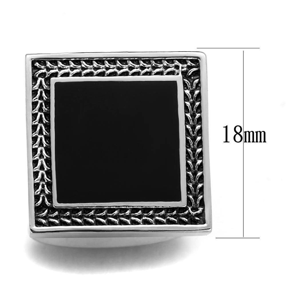 Men's silver cufflinks for mens with black square design, formal wear