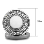 Elegant silver cufflinks for mens with white stone and rhinestones