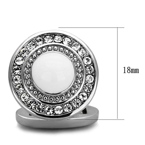 Elegant silver cufflinks for mens with white stone and rhinestones